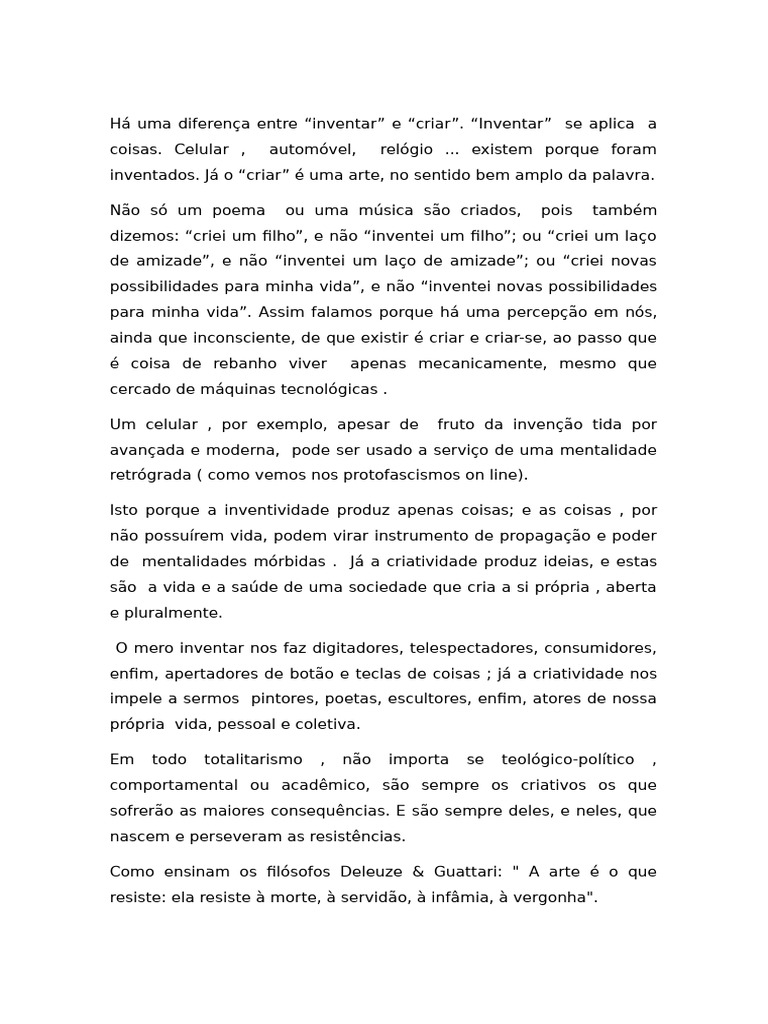 Diferença Entre Inventar e Criar | PDF