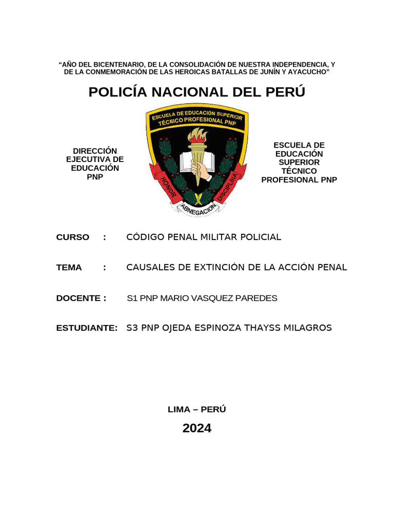 Causales de Extinción de La Acción Penal CPMP Pdsb2024 | PDF | Estatuto ...