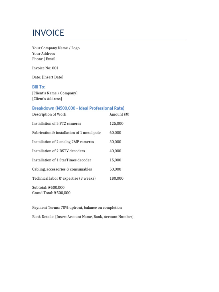 Installation Invoice | PDF