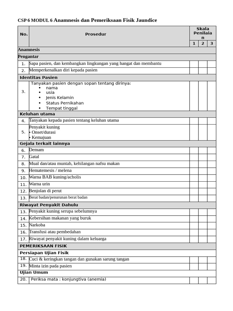 Checklist Jaundice - Revisi 14 April 2025 (DR - Rorthmia Y,.Sp - PD) | PDF