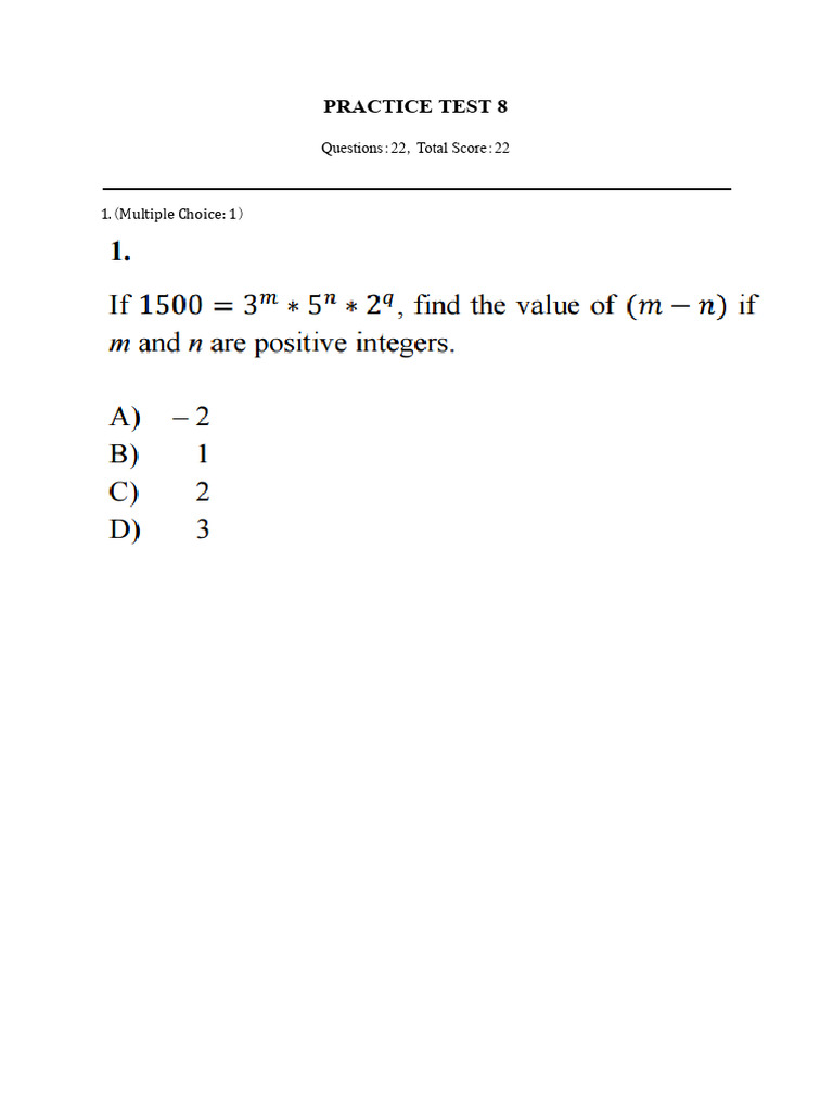 Practice Test 8 | PDF