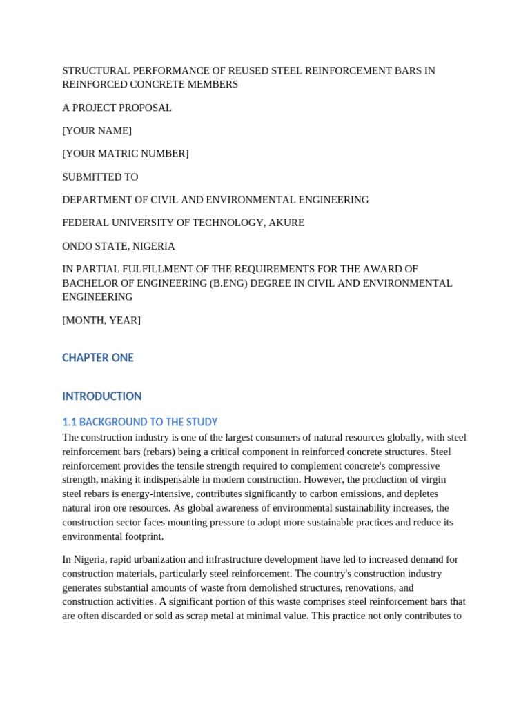 FUTA Project Proposal With APA References | PDF