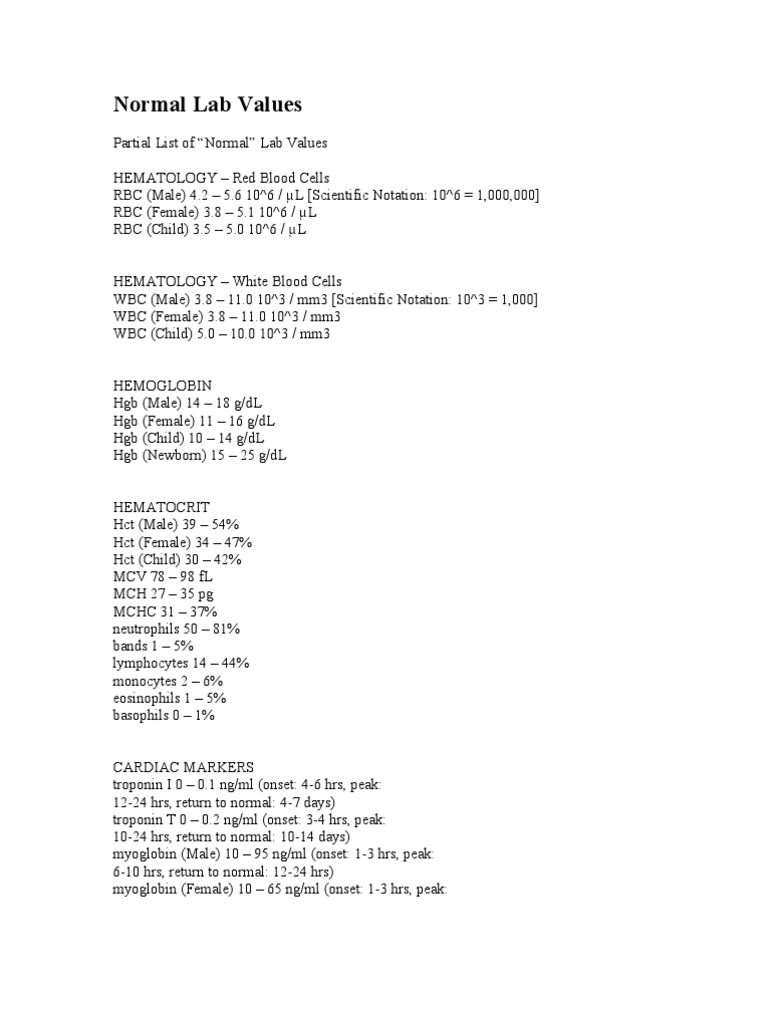 Normal Lab Values Diastole Magnesium