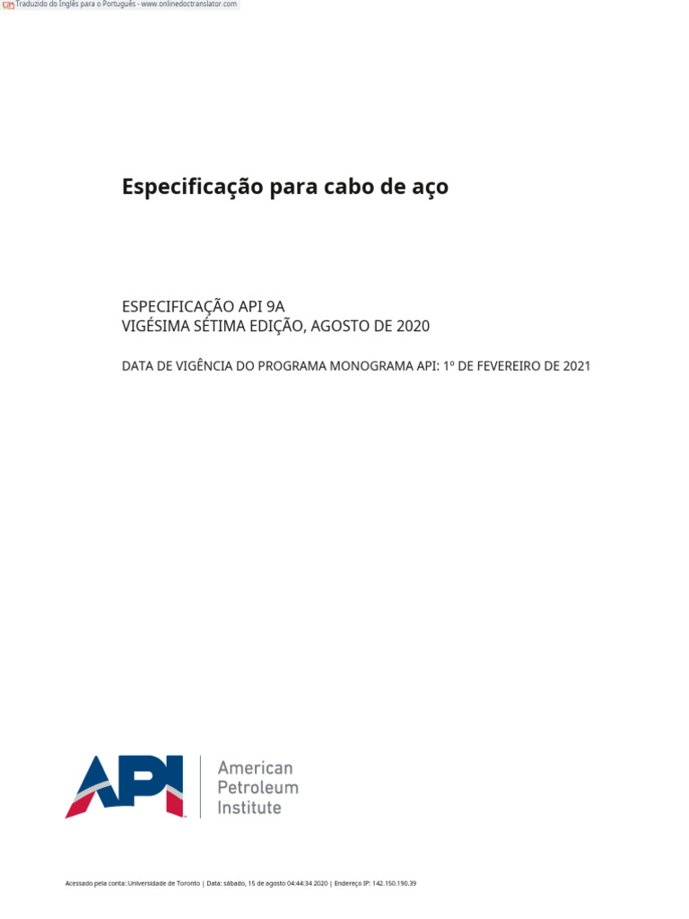 API 9A 2020.en - PT | PDF | Aço