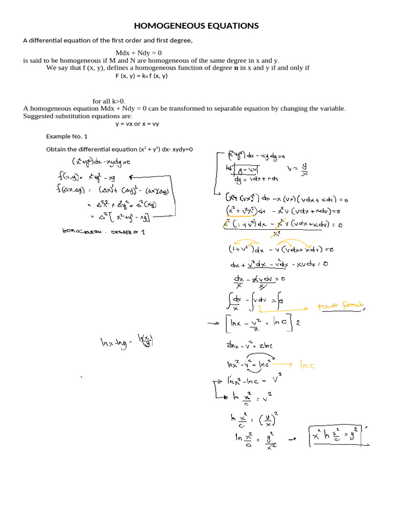 Homogeneous Equations | PDF