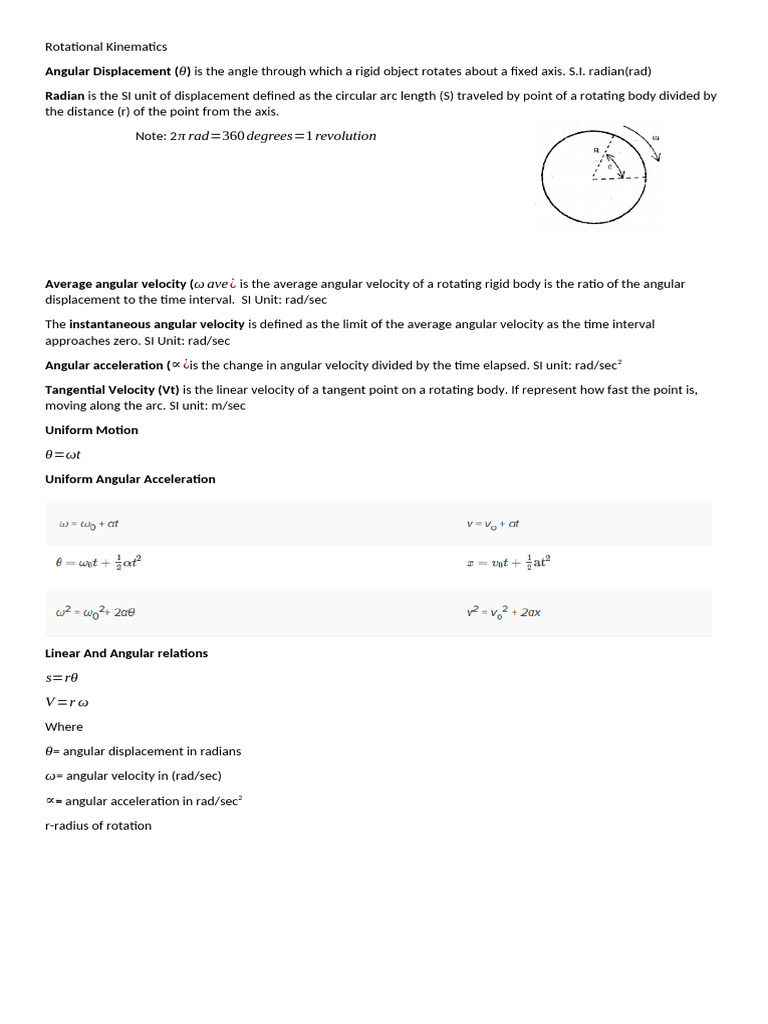 Rotational Kinematicsangular | PDF | Rotation Around A Fixed Axis ...