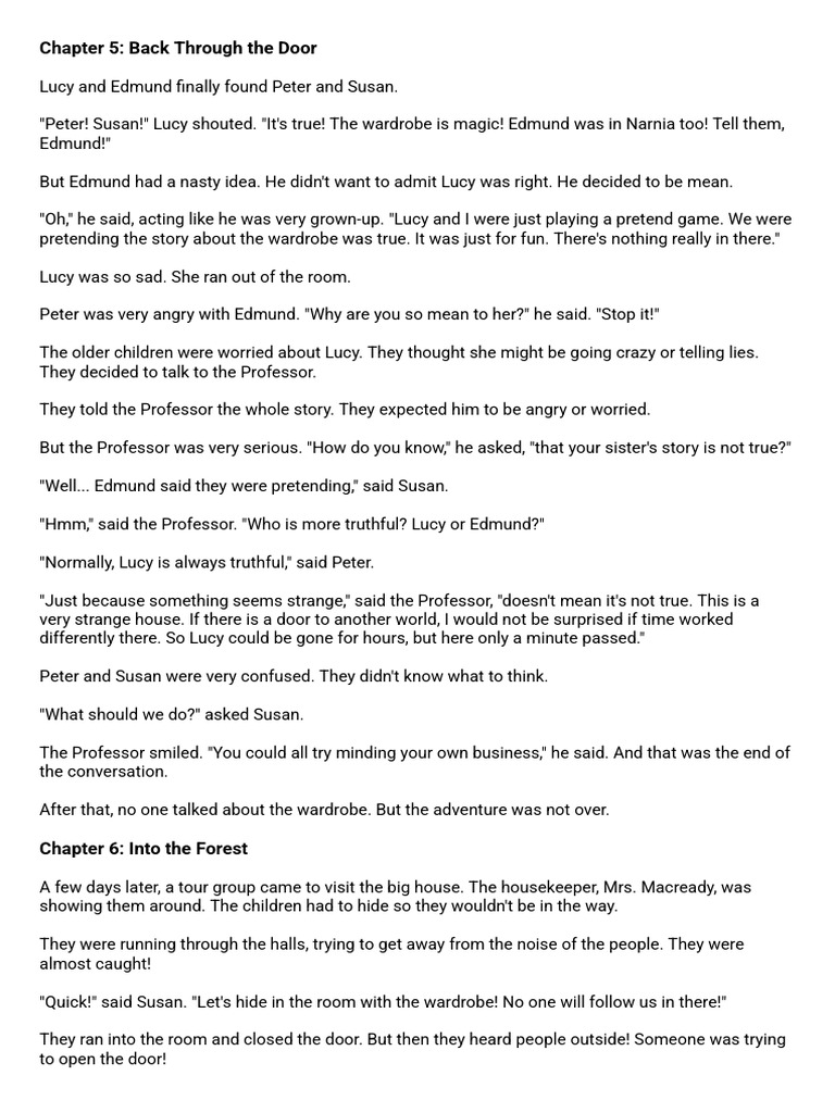 Book 2 - Chapters 5 To 8 | PDF | Aslan | C. S. Lewis