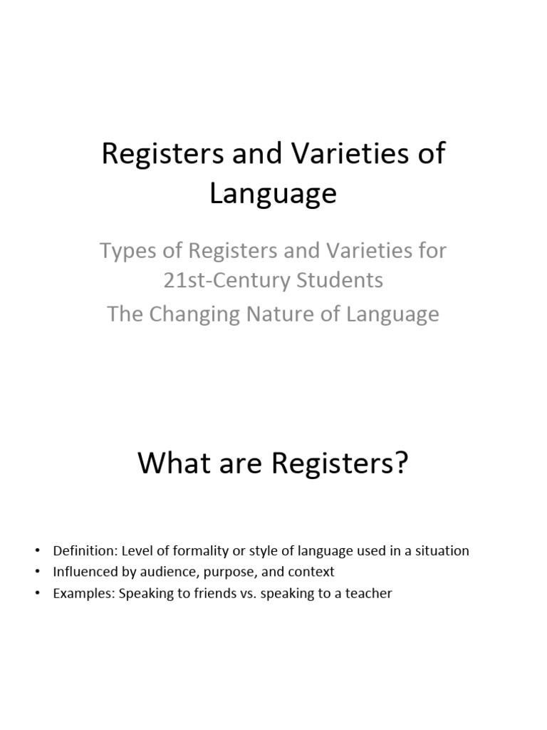 Registers and Varieties Presentation | PDF