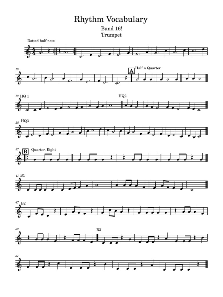 Rhythm Vocab - Trumpet | PDF