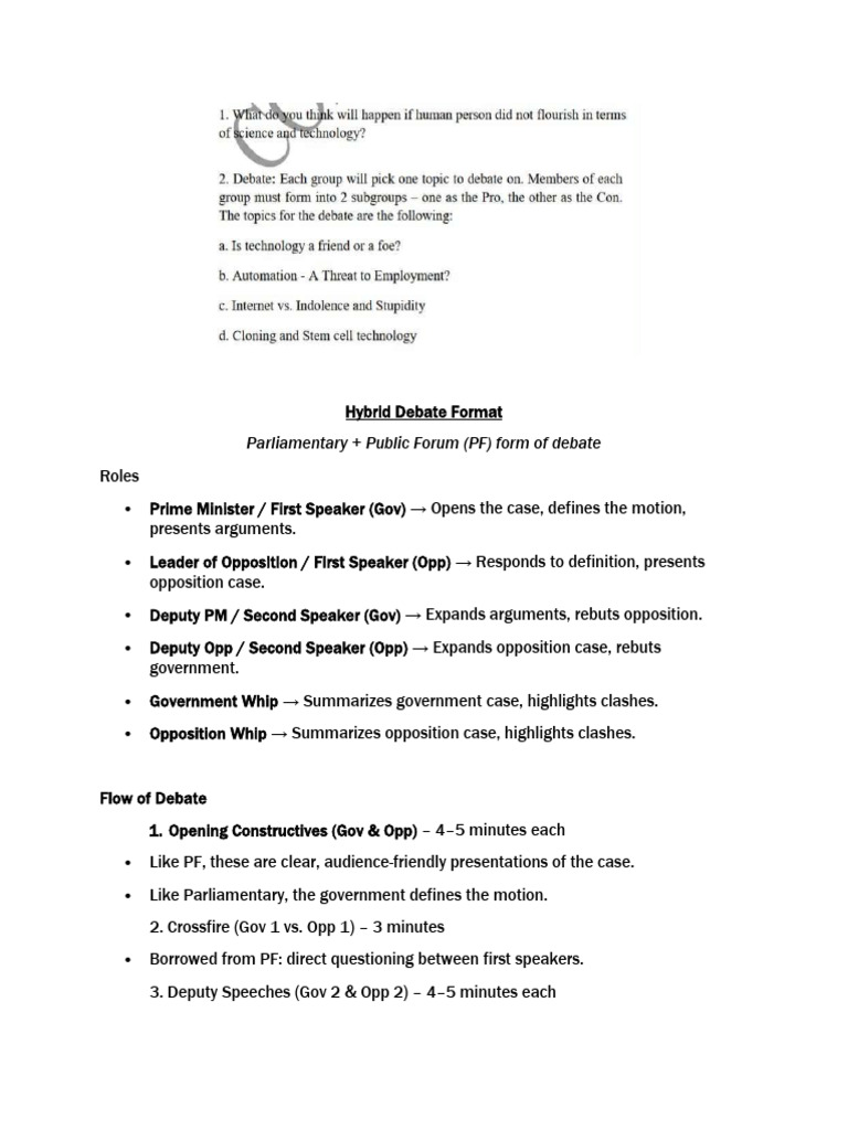 Students Copy for Debate Hybrid Format | PDF | Human Communication