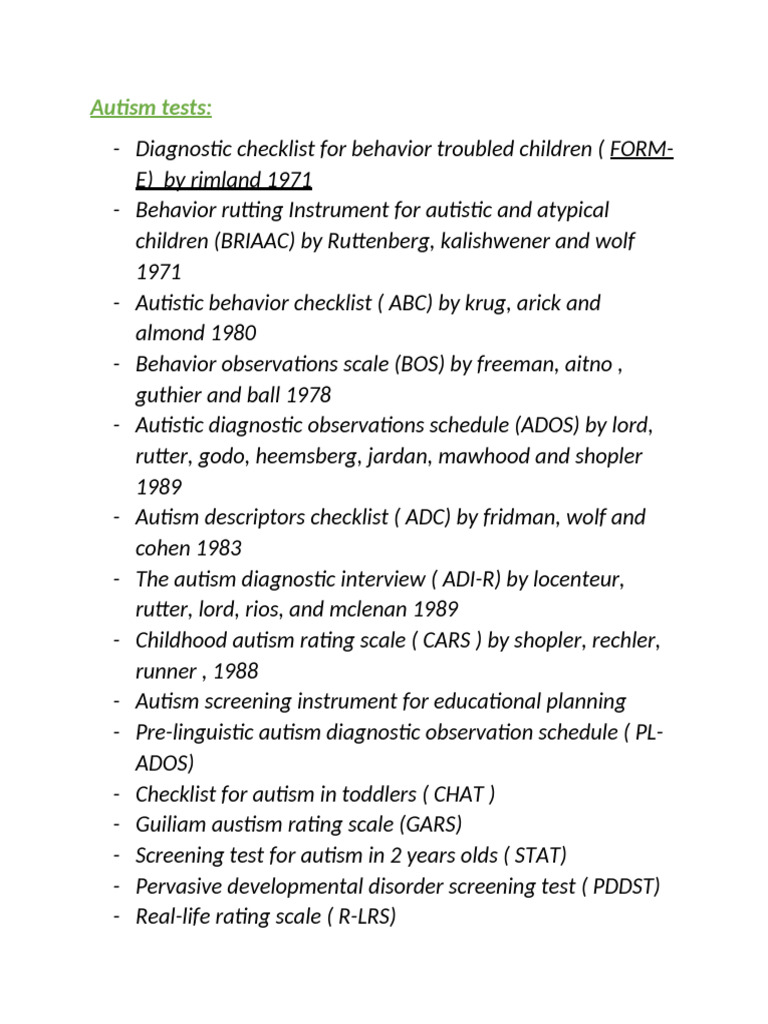 Autism Tests | PDF