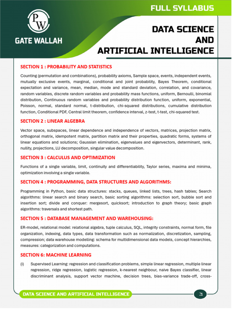 DS & AI_Syllabus Page | PDF | Matrix (Mathematics) | Regression Analysis
