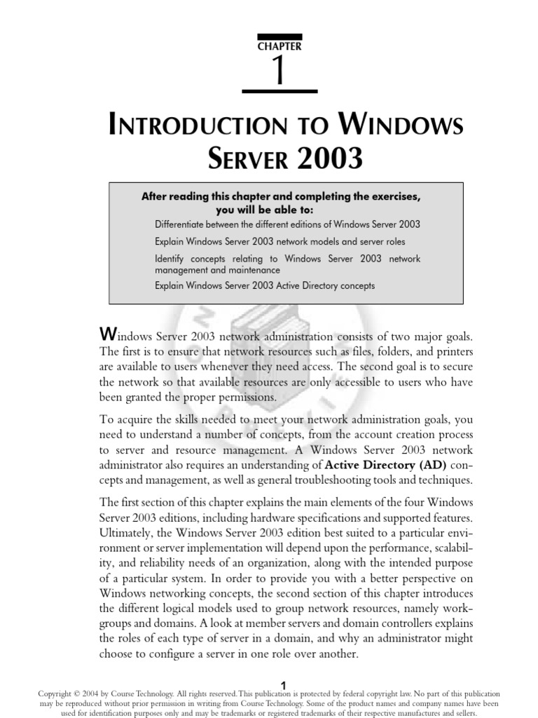 Introduction To Windows Server 2003 | PDF | Active Directory | Windows 2000