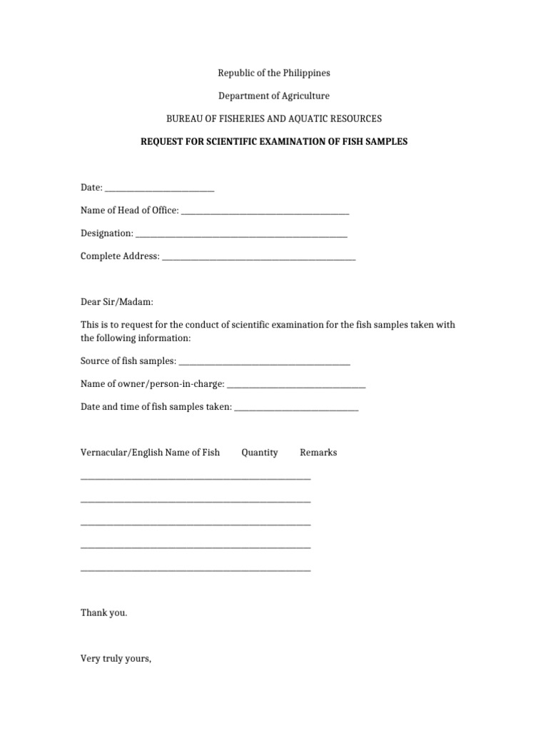 Fish Sample Request Form | PDF