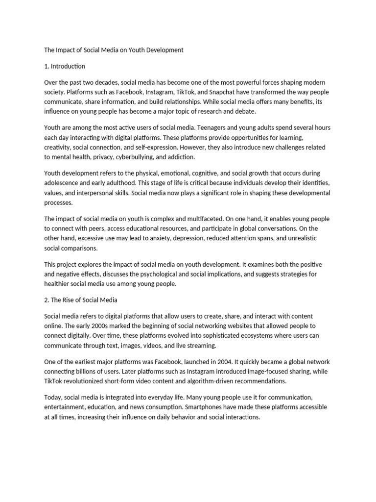 The Impact of Social Media on Youth Development | PDF | Social Media ...