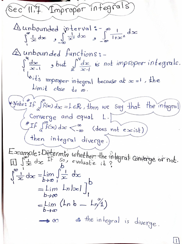 11.7 Improper Integrals | PDF