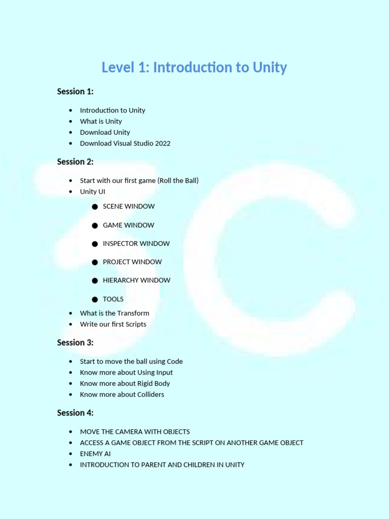 Level 1 - Unity 2025 | PDF