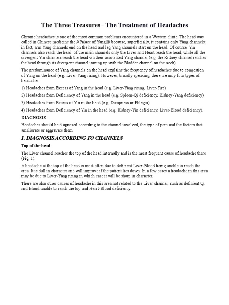 The Three Treasures - The Treatment of Headaches | PDF | Traditional ...