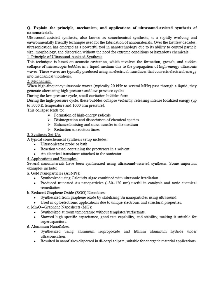 Synthesis of Nanomaterials Notes | PDF
