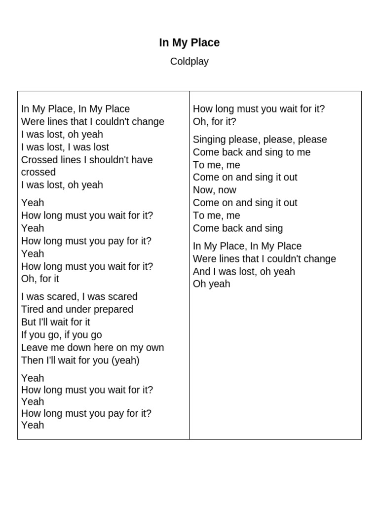 In My Place | PDF