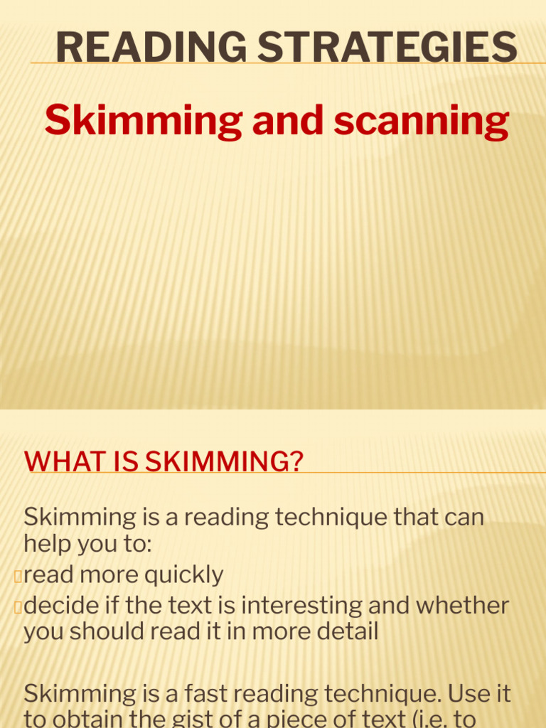 Reading Strategies Skimming and Scanning | PDF