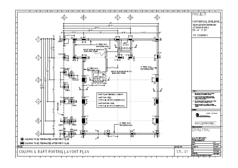 1 - Column and Raft Footing Layout Plan | PDF