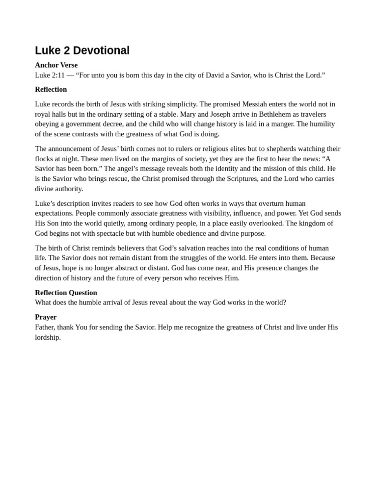 Luke 2 Devotional | PDF