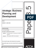 Strategic Business Planning and Development: Time Allowed 3 Hours