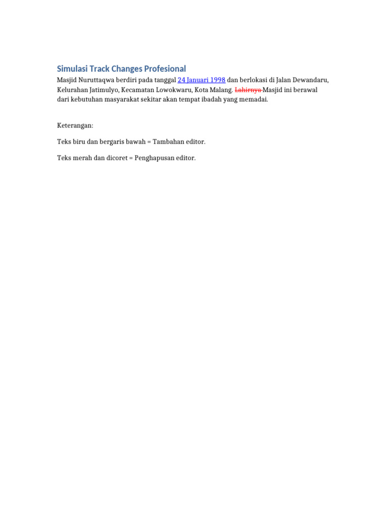 Contoh Track Changes Profesional | PDF