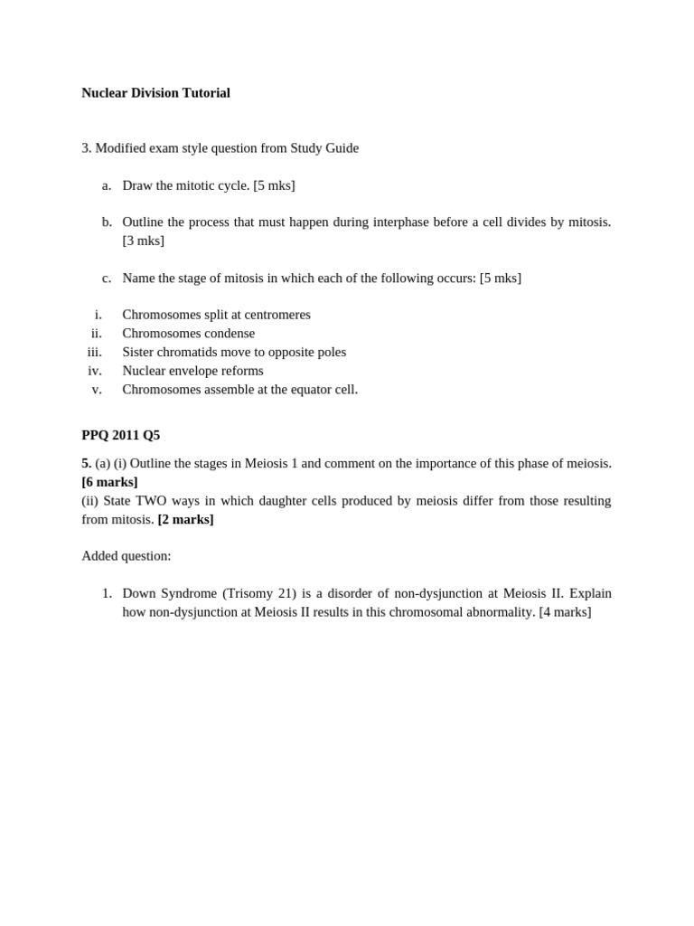 Tutorial 2 - Nuclear Division Tutorial 2025 | PDF