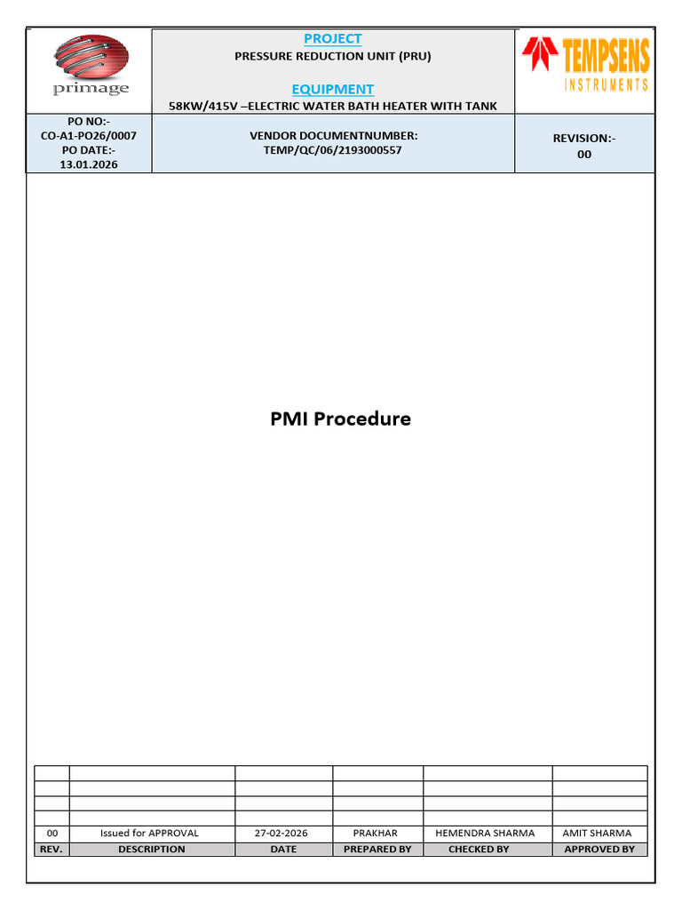 PMI Procedure | PDF | Applied And Interdisciplinary Physics | Physical ...