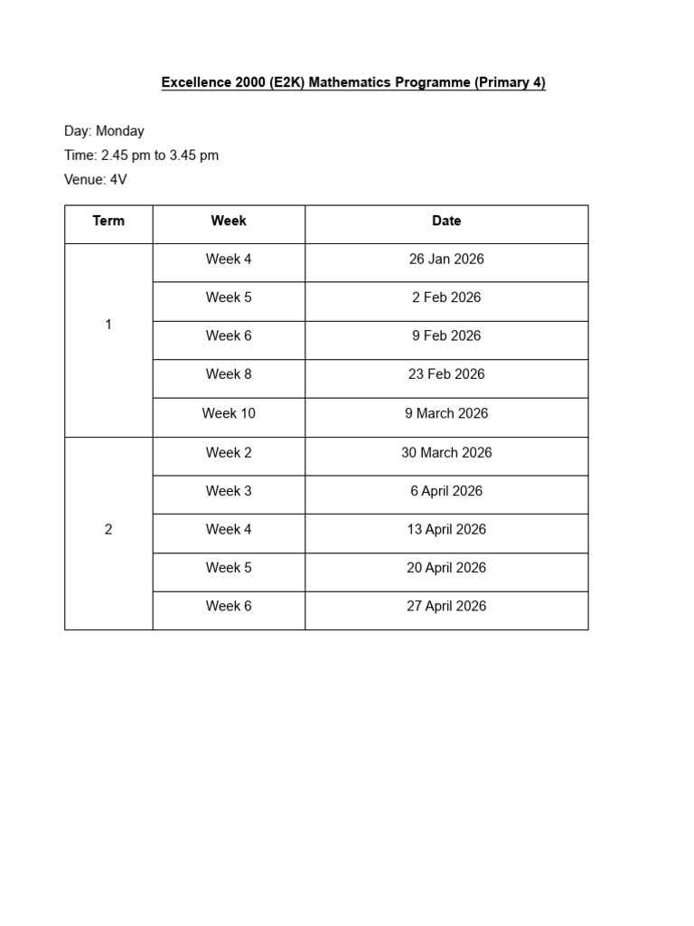 P4 E2K schedule 2026_20260209_225656 | PDF