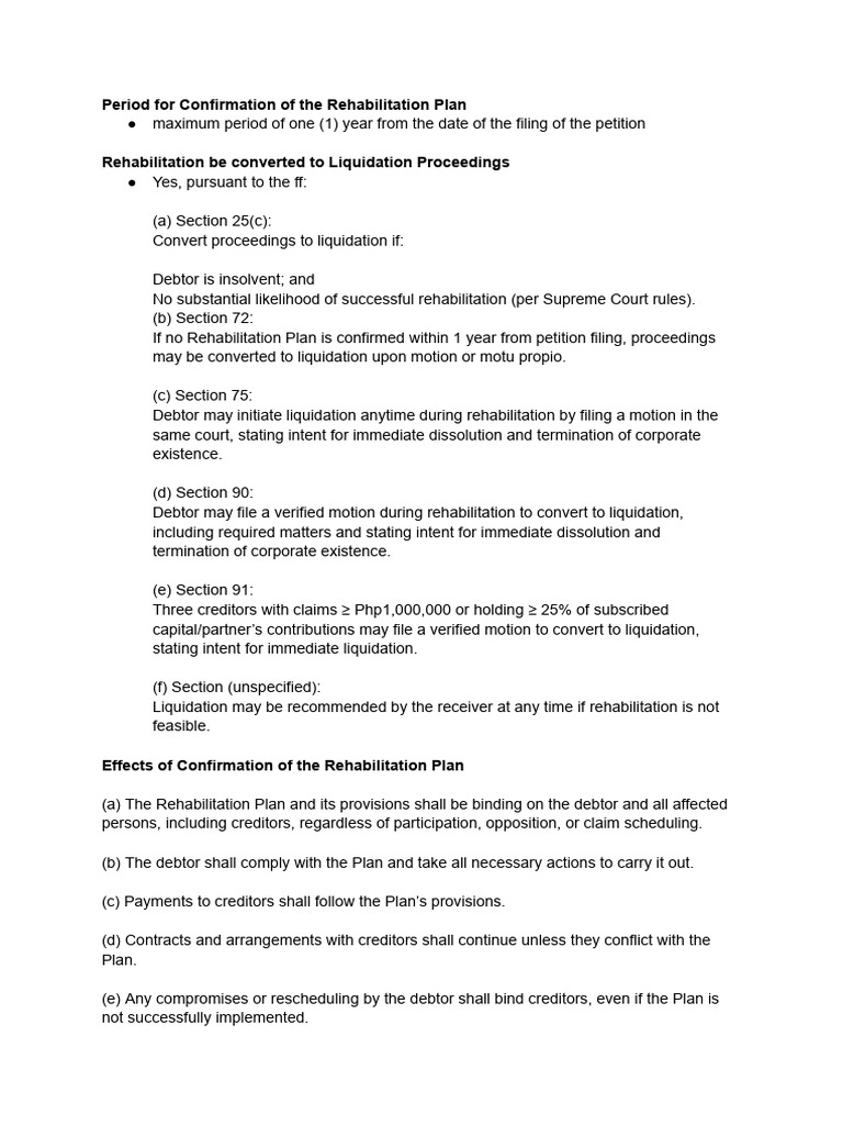 RFBT Notes - Fria Concepts Part 2 | PDF | Liquidation | Insolvency