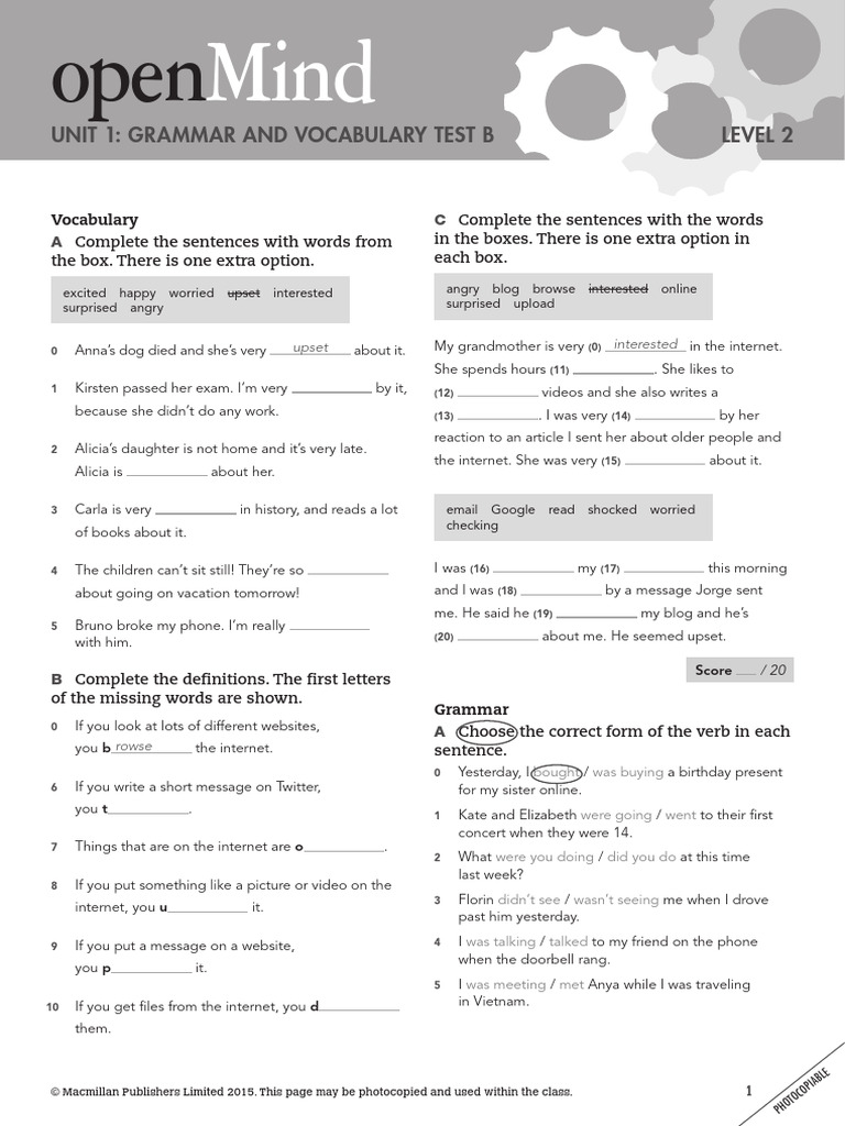 Grammar and Vocabulary Test B | PDF