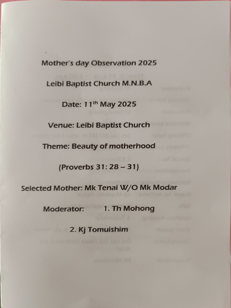 Mother's Day Program 2025 | PDF
