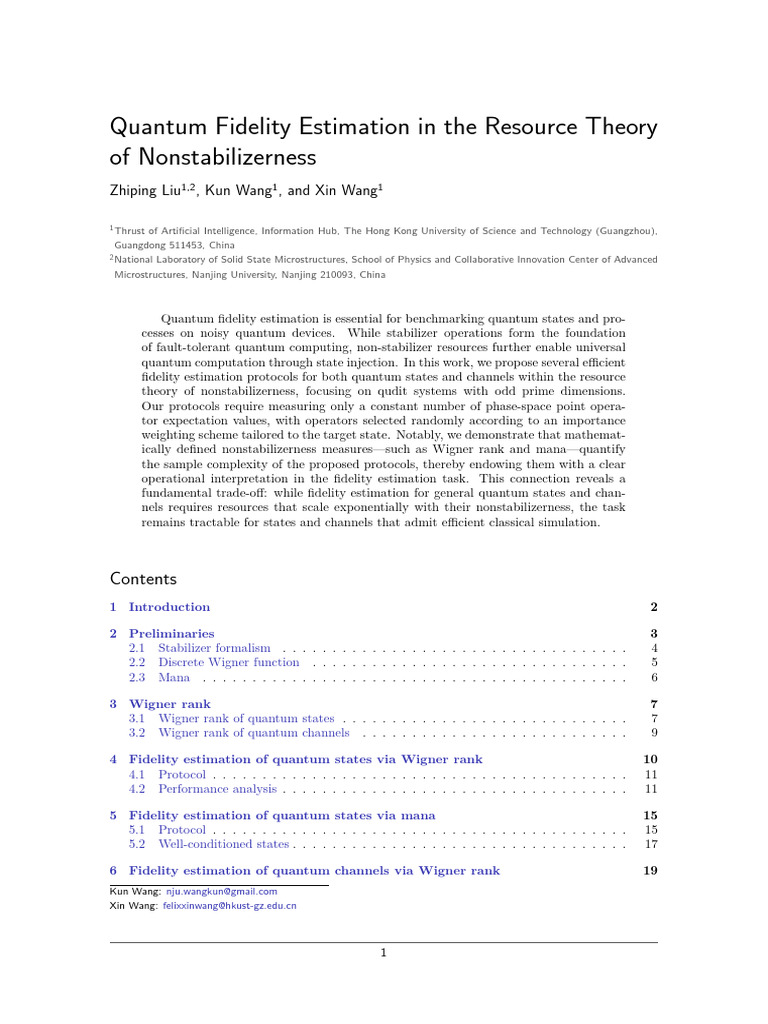 Quantum Fidelity Estimation in the Resource Theory of Nonstabilizerness ...
