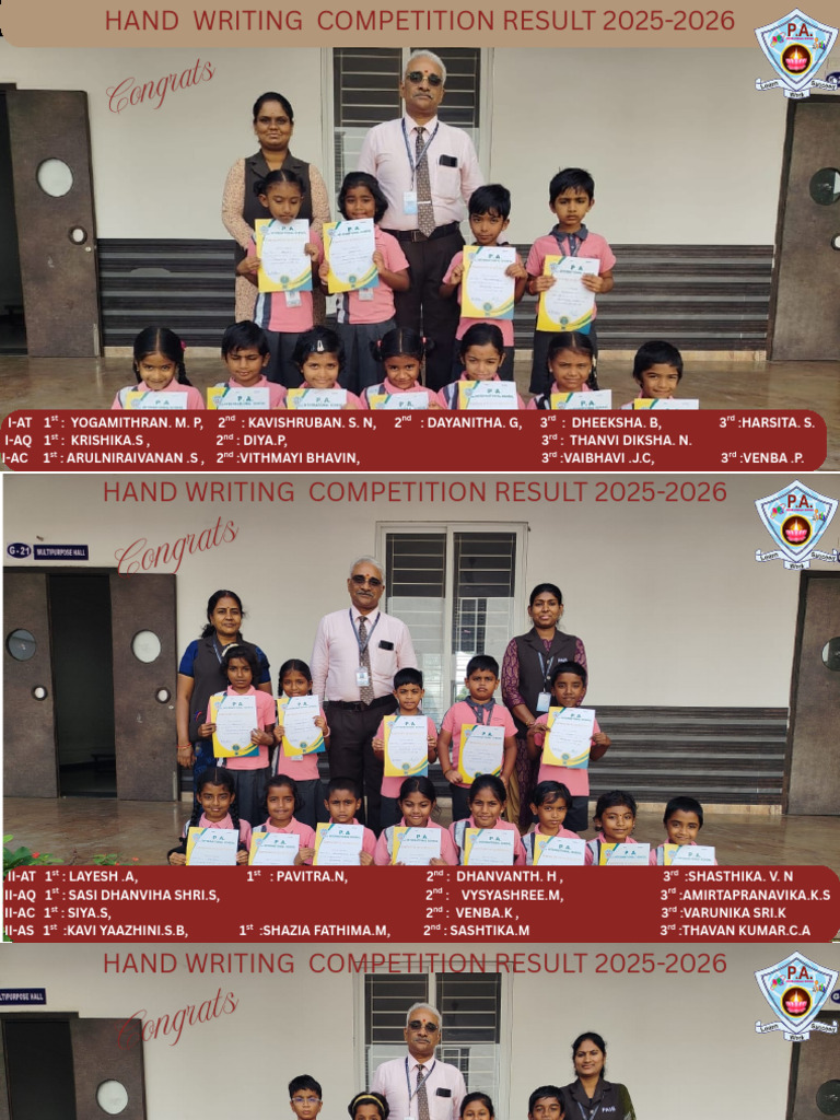Hand Writing Competition Results 2025-2026 | PDF