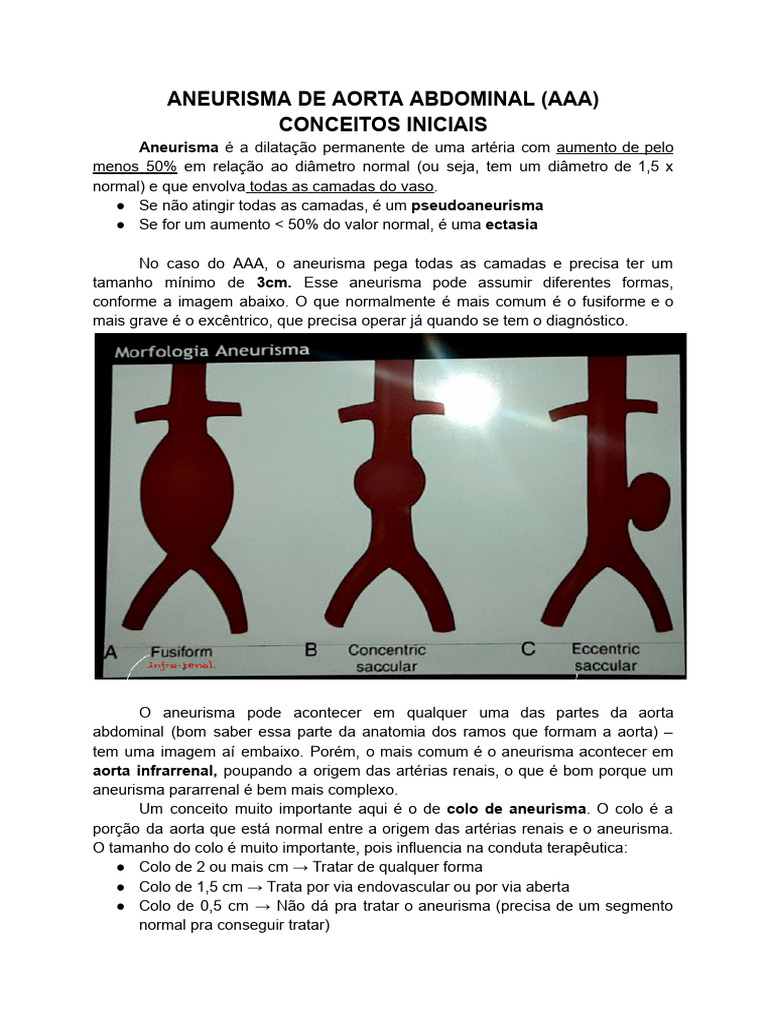 Aneurisma de Aorta Abdominal (Aaa) | PDF | Angiografia | Especialidades ...