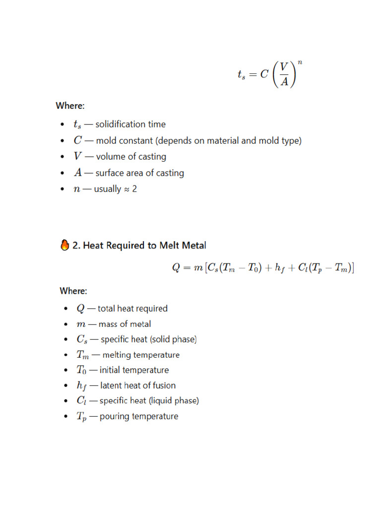 Casting Formulas | PDF