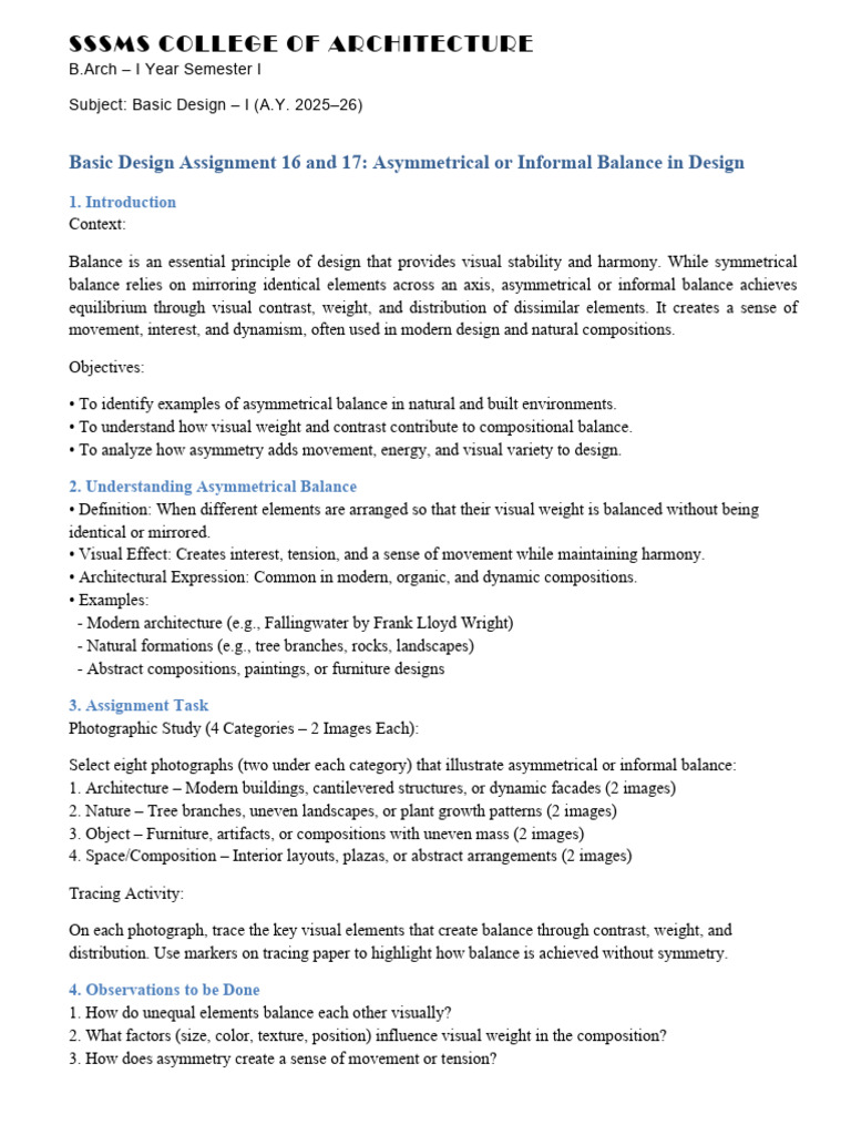 Basic Ddesign Assignments 7 | PDF | Composition (Visual Arts) | Asymmetry