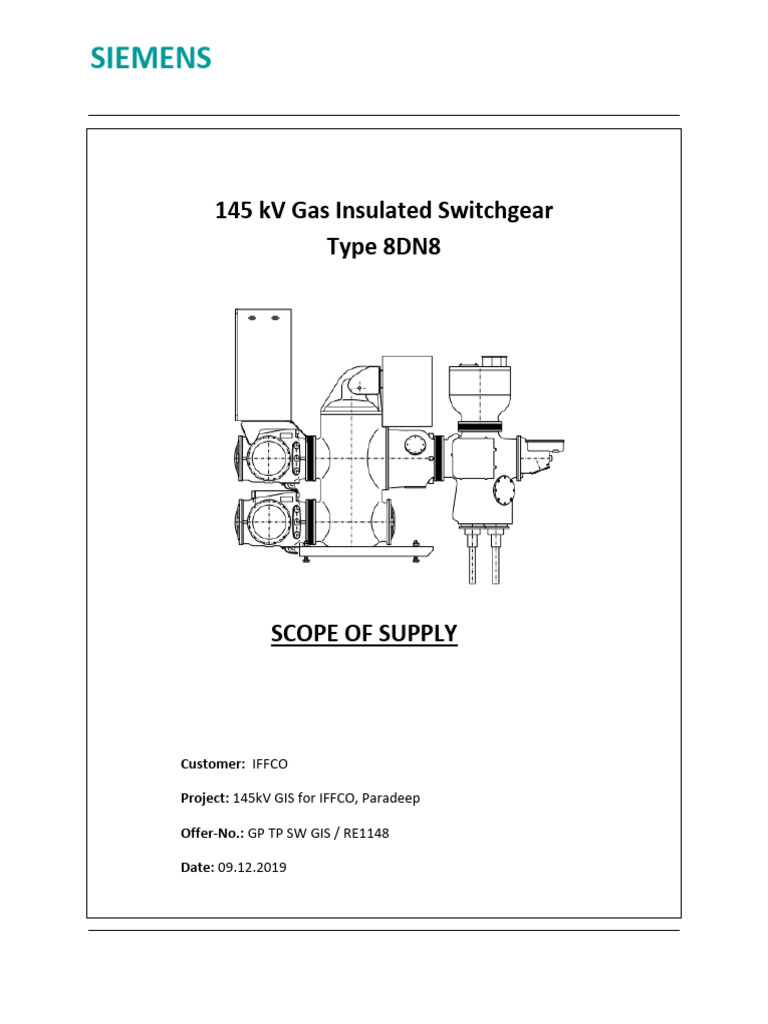 TD02 - 145kV GIS - Scope of Supply | PDF | Transformer | Switch