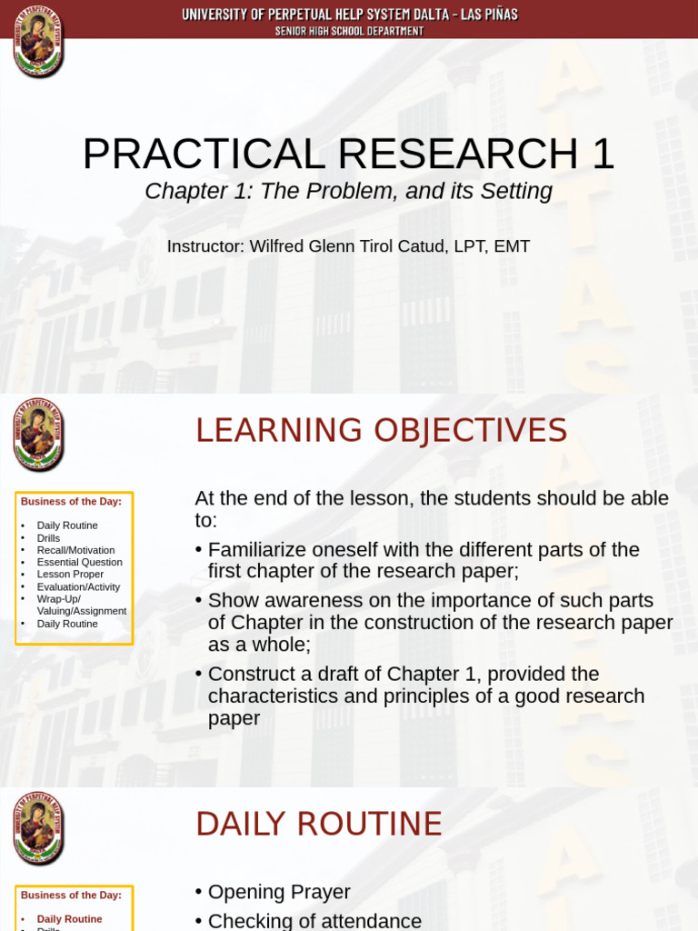 PR1 WK6 Chapter 1 the Problem and Its Setting 3 | PDF | Hypothesis ...