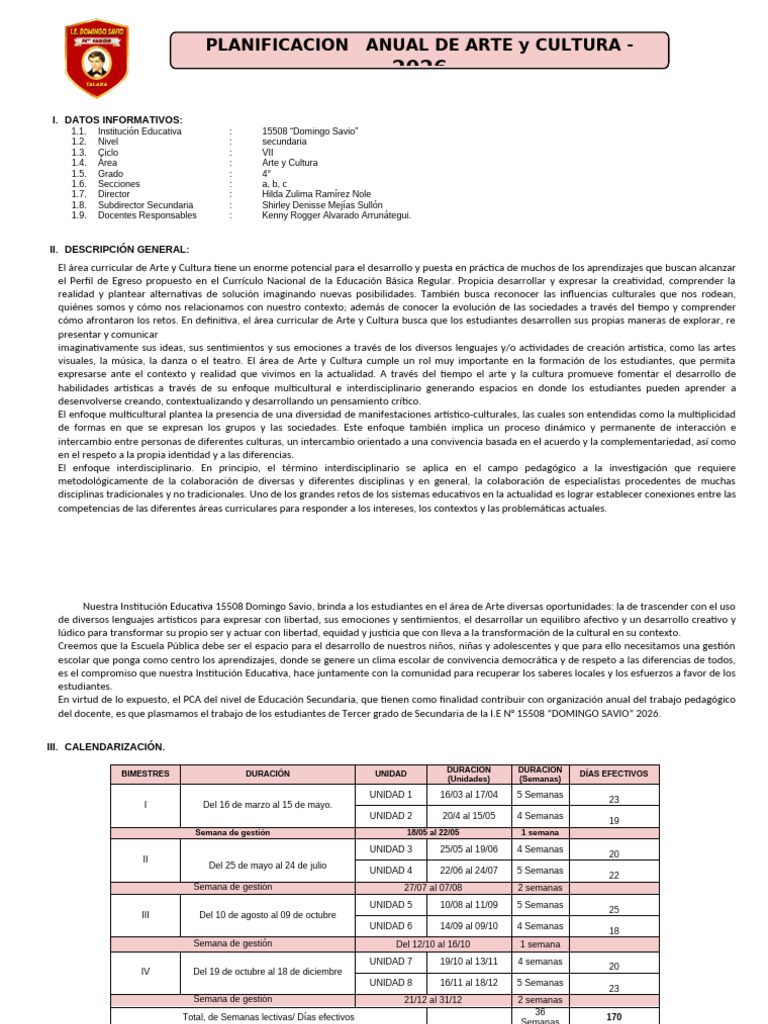 FORMATO PLAN ANUAL 4ro Secundaria Arte | PDF | Residuos | Aprendizaje