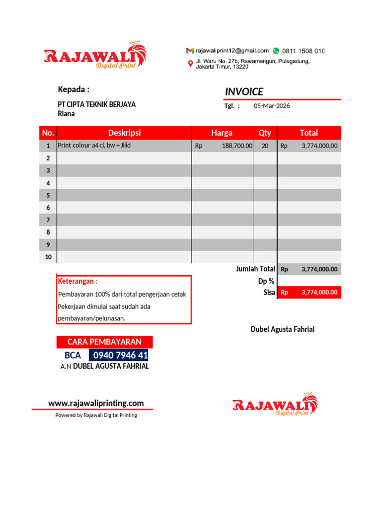 Invoice Printing Pulogadung | PDF