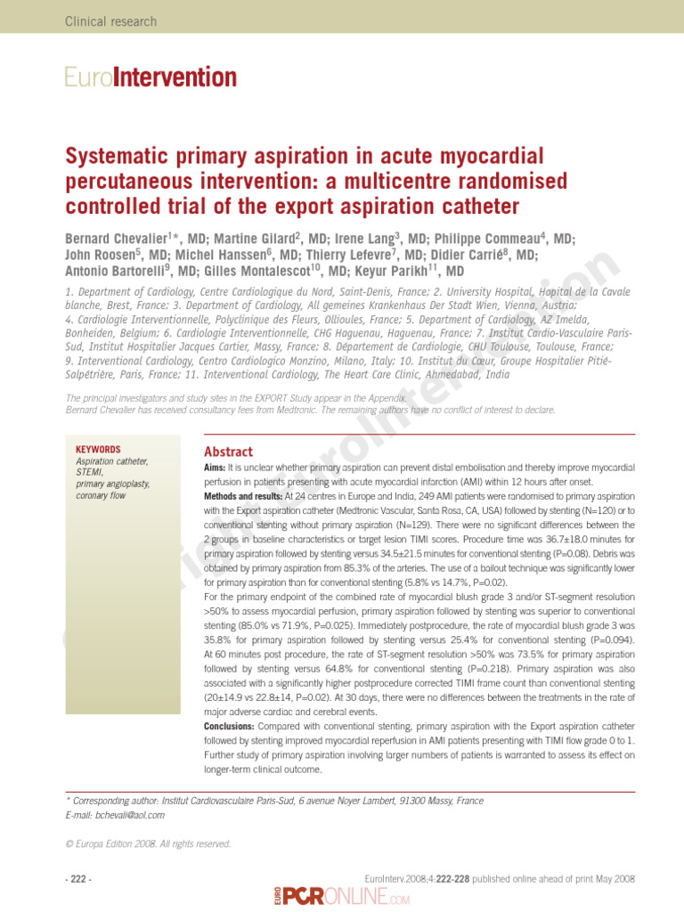 Export Aspiration Catheter | PDF | Percutaneous Coronary Intervention ...