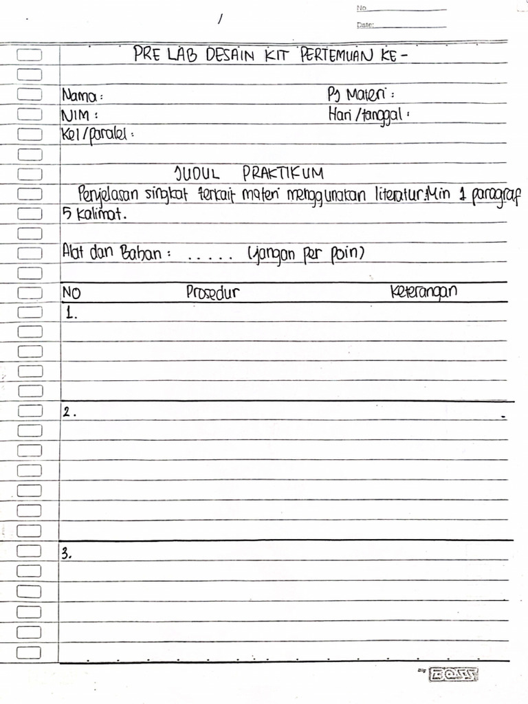 Template Pre Lab Desain Kit 2025 2026 | PDF