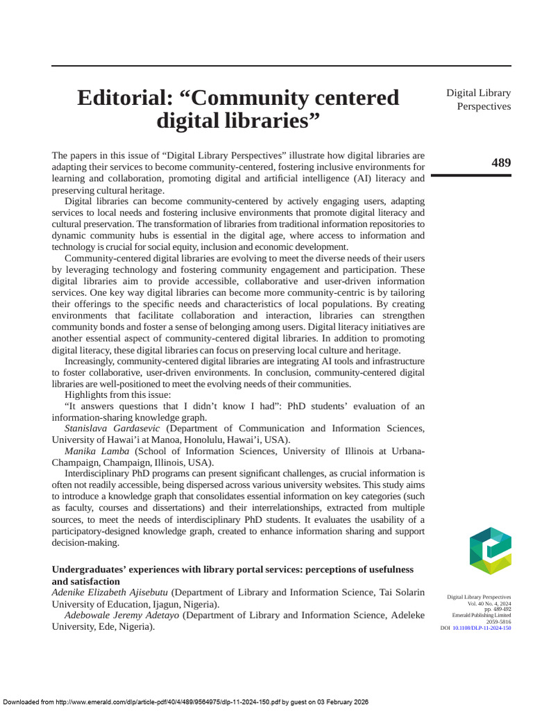 Community Centered Digital Libraries | PDF | Libraries | Digital Library