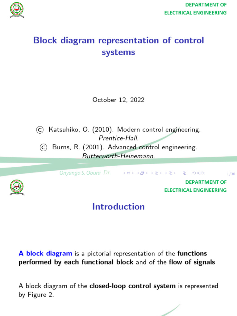 3 Block Diagram Representation ALL | PDF | Feedback | Control Theory