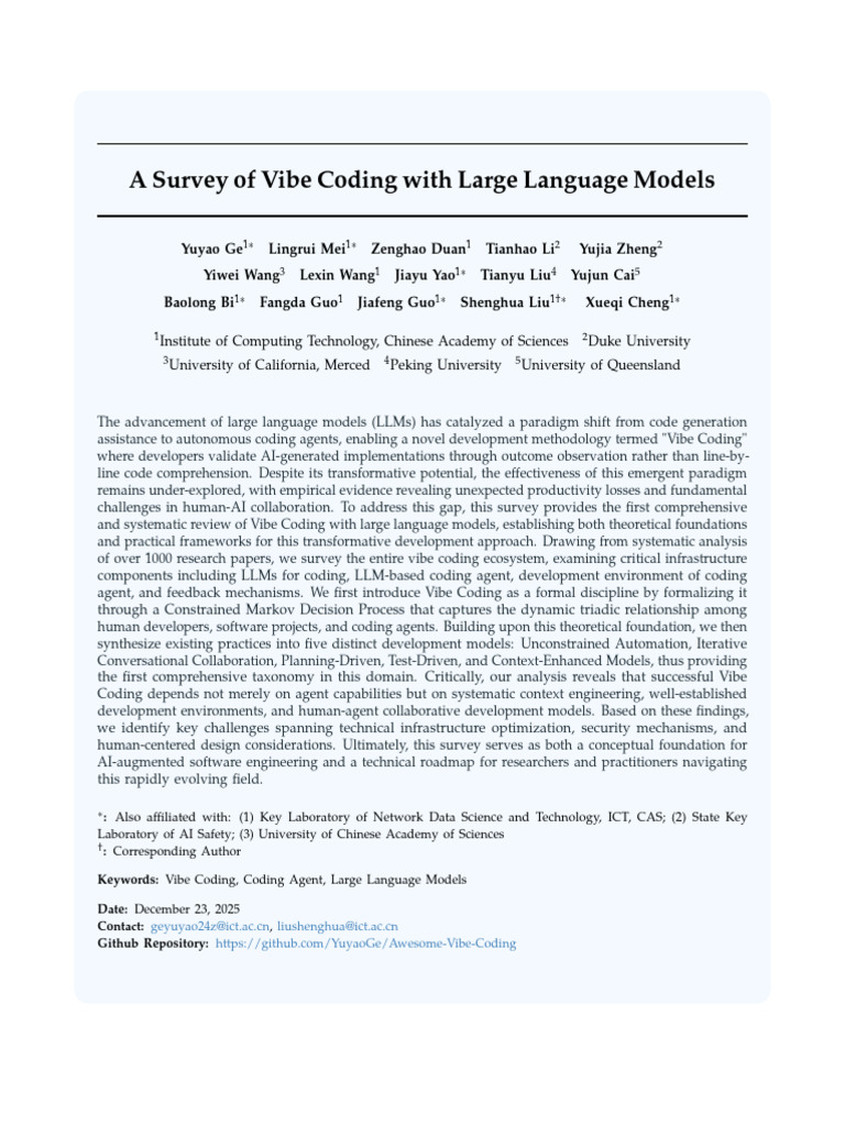 A Survery of Vibe Coding With Large Language Models - 2510 | PDF ...