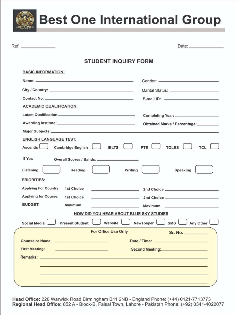 Best One Imigration Office Form by Baba | PDF